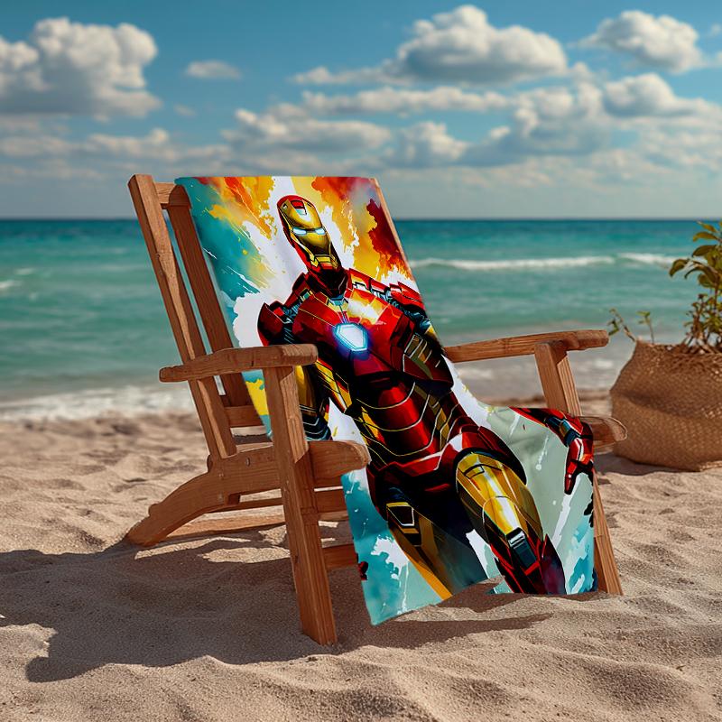 Ultra-Soft Beach Towel with Iron-Man Theme,Ideal for Pool - Camping, Diving - Perfect Travel Essential, Vibrant Beach Towel.