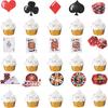 32pcs Casino Cupcake Toppers Casino Poker Theme Party Decorations for Las Vegas Casino Night Poker Events Birthday Supplies