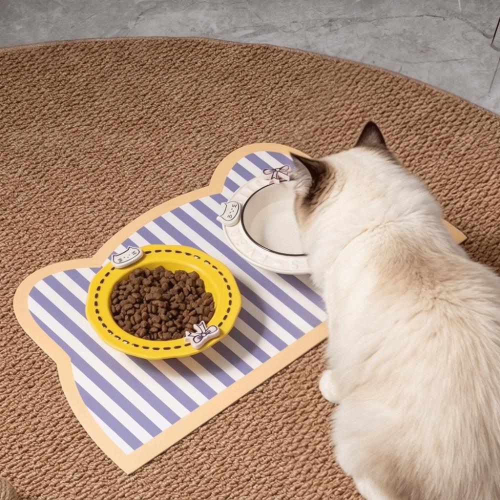 Leak-Proof Cat Head Shaped Pet Meal Mat Anti Slip Kitchen Floor Mat Pet Placemat Indoor