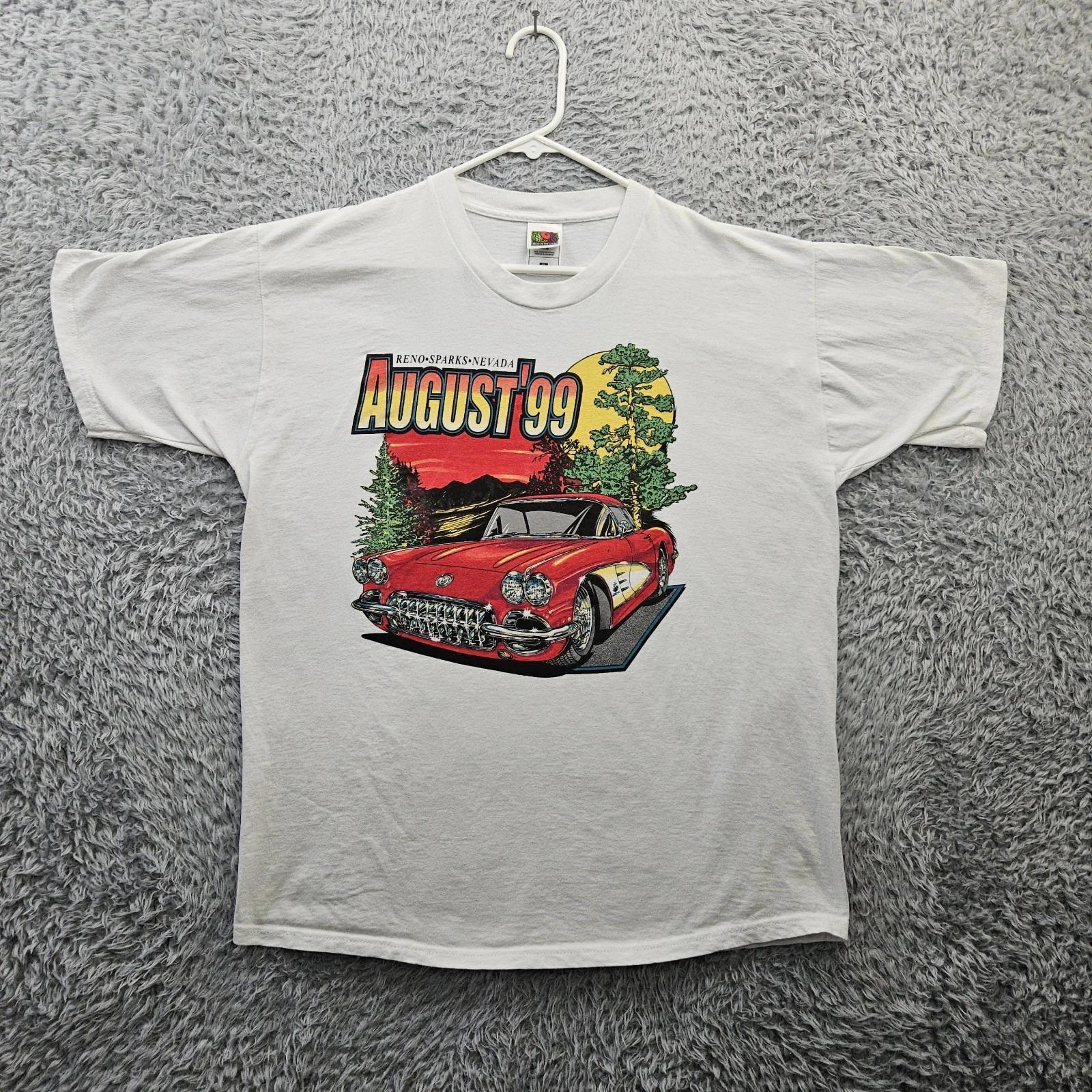Vintage Corvette C1 100% Cotton T-shirt Mens Tees Top 1999 August Reno Sparks Nevada Men XL XL