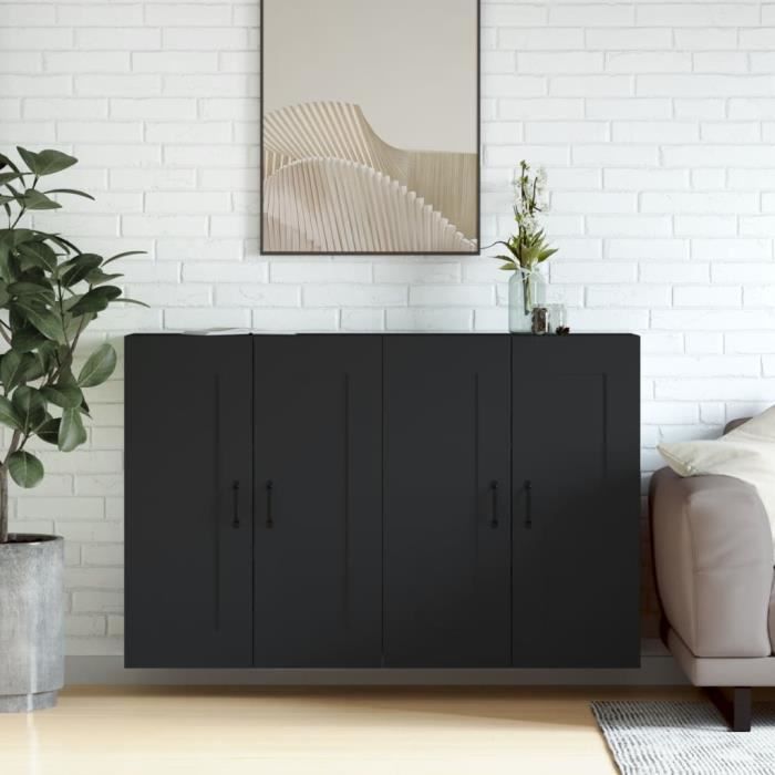 VidaXL Armoires murales 2 pcs noir bois d'ingénierie 3197986
