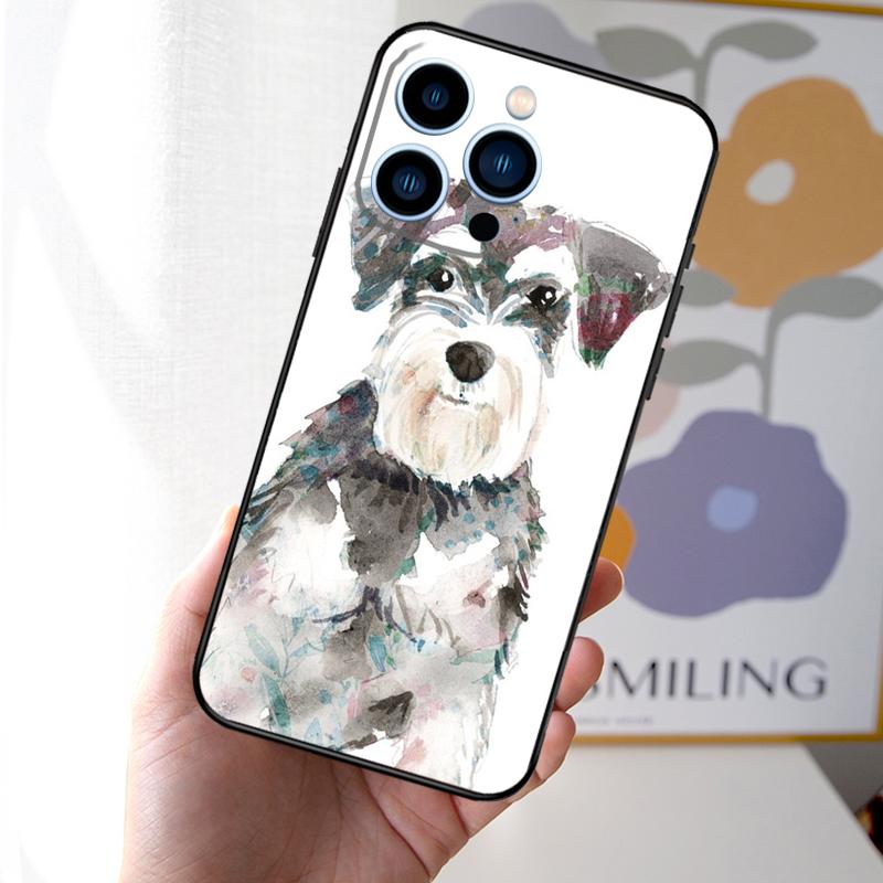 Miniature Schnauzer dog art Case For iPhone 16 15 14 13 12 11 Pro Max Mini Cover X XR XS 8 7 14 16 15 Plus Accessories