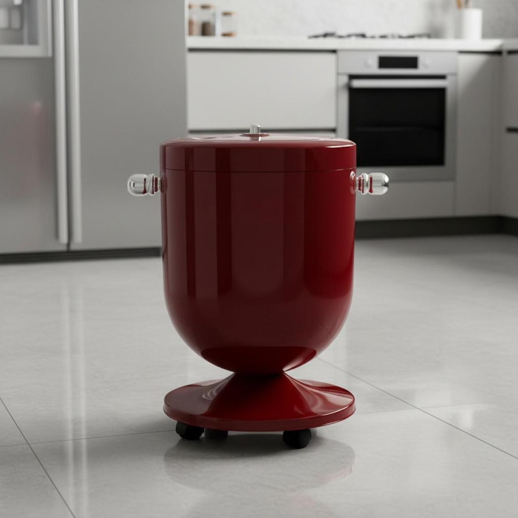 Freestanding Waste Bin with Lid Lidded Cylindrical Trash Inner Liner Compact Garbage Can