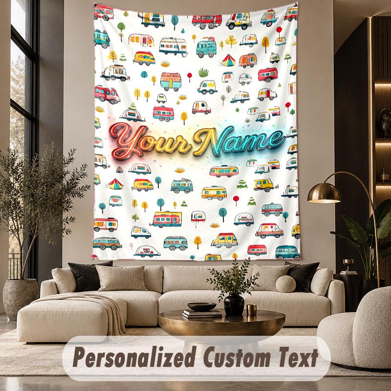 Adventure Travel (1) Theme Custom Tapestry Personalized Custom Name Text Wall Hanging Tapestry Home Decor Background Cloth