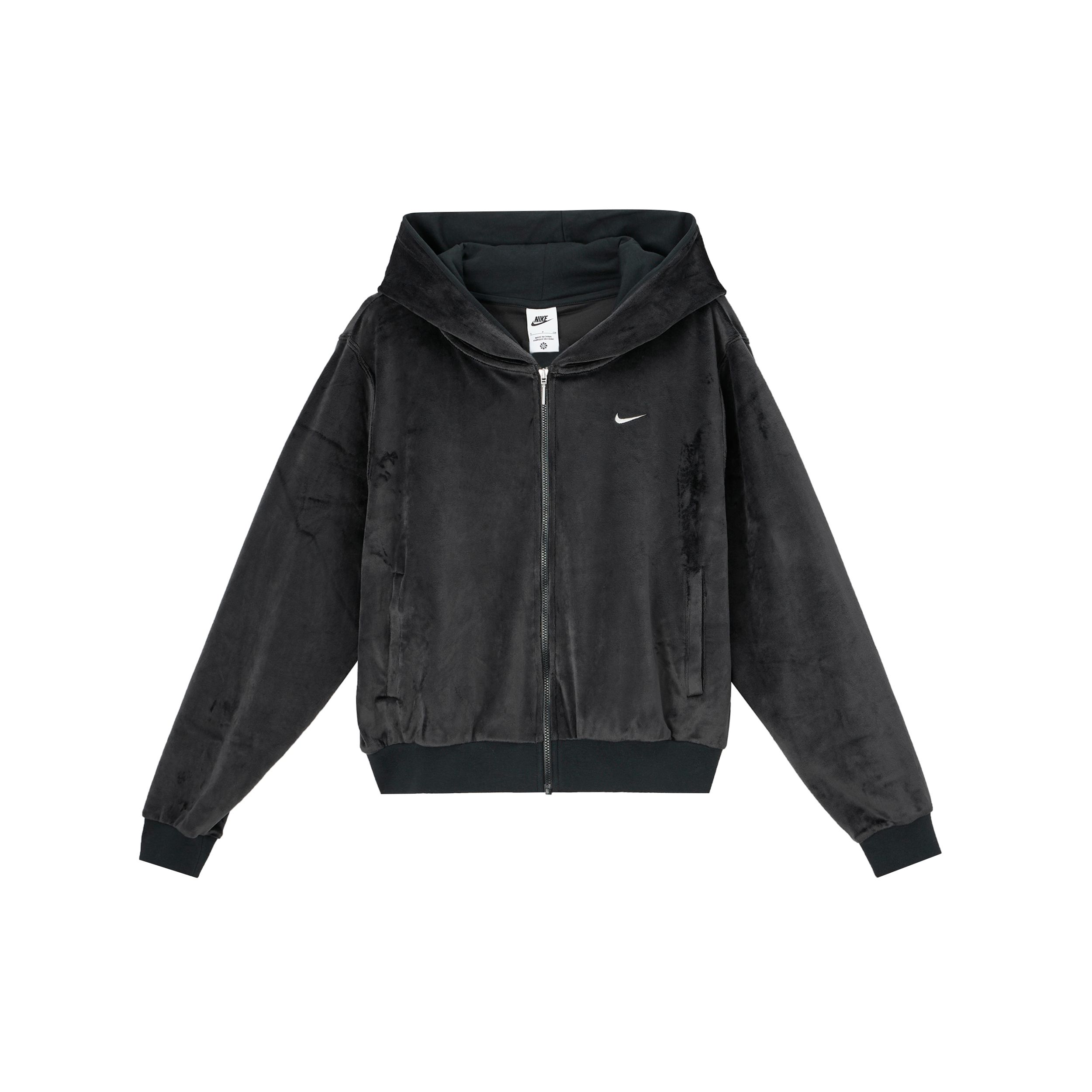 Nike Sportswear Women s Velour Hooded Full-Zip Jacket Black HJ0958-010 XS
