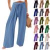 Women's Fashionable Loose Casual Color High Waist Wide Leg Casual Pants