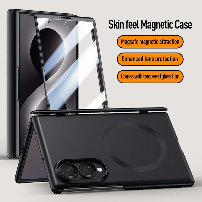 Support Wireless Charging Magnetic Glass Film Case for Samsung Galaxy Z Fold8 Fold 8 5G Full Body Protection Hinge Cover