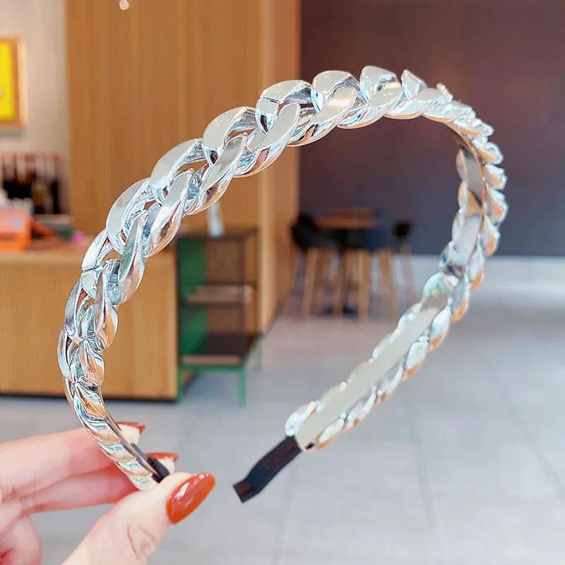 1pc New Women Vintage Gold Silver Chain Hairbands Sweet Hair Decorate Headband Turban Simple Hair Hoops Fashion Hair Accessories