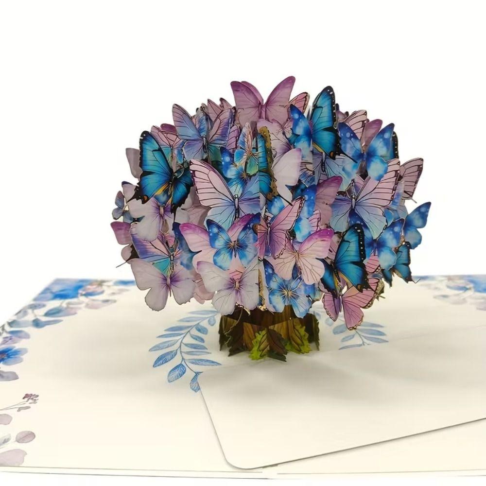Foldable Flower and Butterfly Greeting Cards Paper Romantic Invitations Cards Creative Elegant 3D Greeting Card Girlfriend