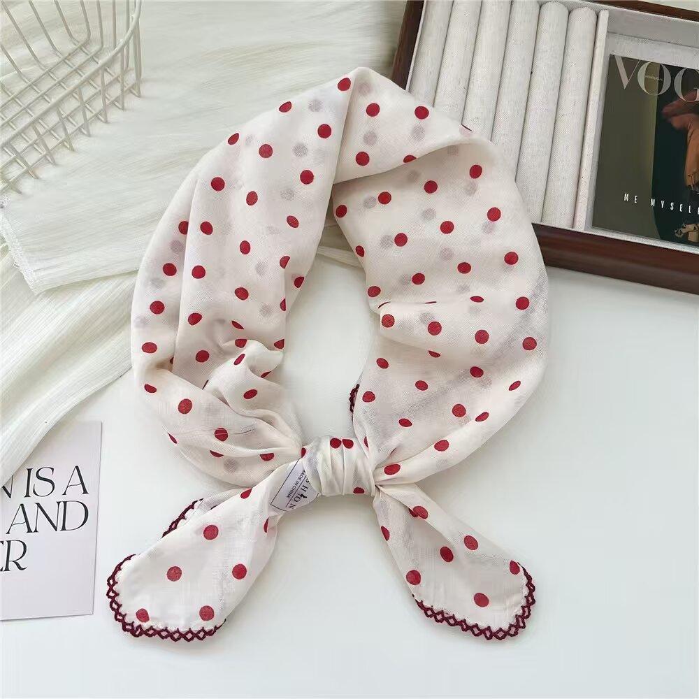 70 Printed Small Square Scarf Women'S Cotton And Linen Red Retro Silk Scarf Literary Small Fresh Triangular Decorative Scarf