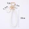 Trendy Letter Pendant Cherry Blossoms Keychain Luxury Fashion Car Key Ring Pearl Beaded Chain Bag Accessories