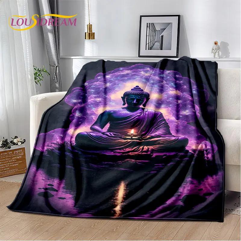 Manta de felpa suave de Buda Sakyamuni budismo fe religión, manta de franela para sala de estar, dormitorio, cama, sofá, oración