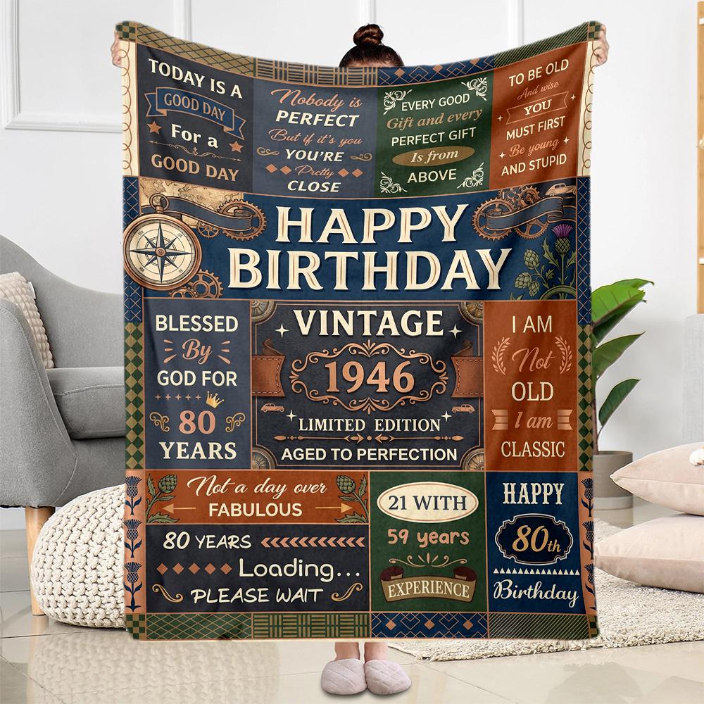 Happy Birthday Inspirational Quotes Flannel Blanket-Soft and Suitable for Sofas,Beds,Offices,Travel,All Seasons,Great Gift for Holidays and Birthdays.