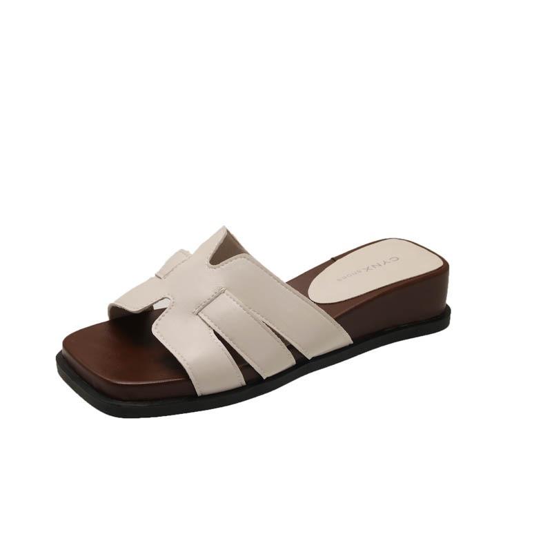 Retro woven slippers women's summer wear new thick-soled wedge sandals casual vacation sandals