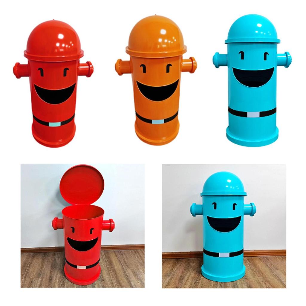 Fire Hydrant Trash Can Metal Waste Bin for Household Indoor Outdoor Kitchen