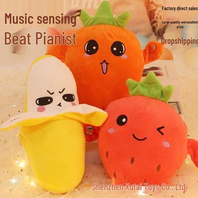 Interactive Plush Fruit Piano: Strawberry, Banana, Carrot Toy for Kids