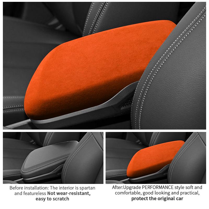 Made of Alcantara For BMW X1 F40 (2016-) Car Center Console Armrest Box Pad ABS Armrest Protective Cover Auto Accessories