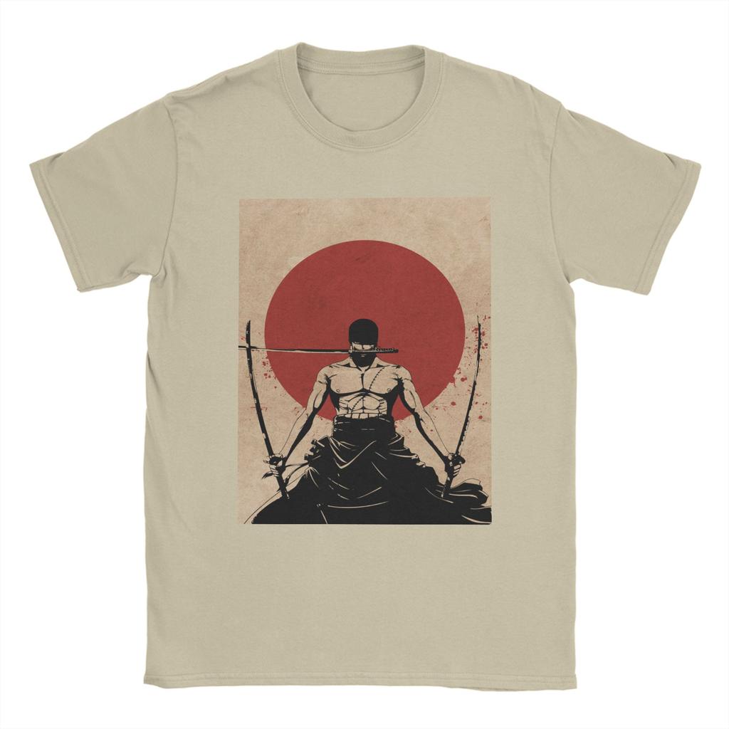 Ones Pieces Roronoa Zoro T Shirt for Men Pure Cotton Funny TShirt Crew Neck Anime Tee Shirt Short Sleeve Tops Summer