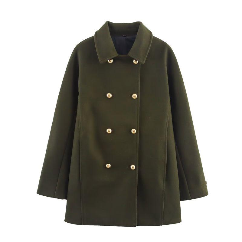 Kaslead New Women clothes Western Style Fashion Simple Loose Double Breasted Coat Long sleeve Outerwear