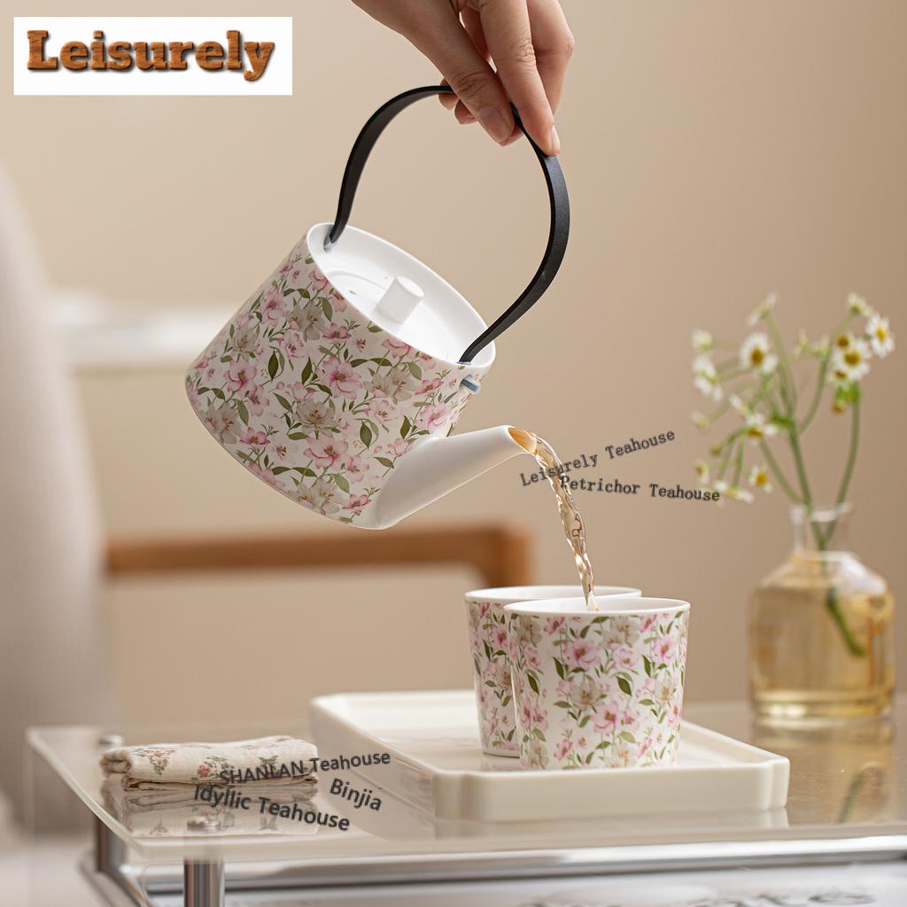 Flower Sea Lifting Handle Tea Set Complete Set Ancient Tea Ceremony Set Teapot and Tea Cup Set Teaware Accessories Decoration