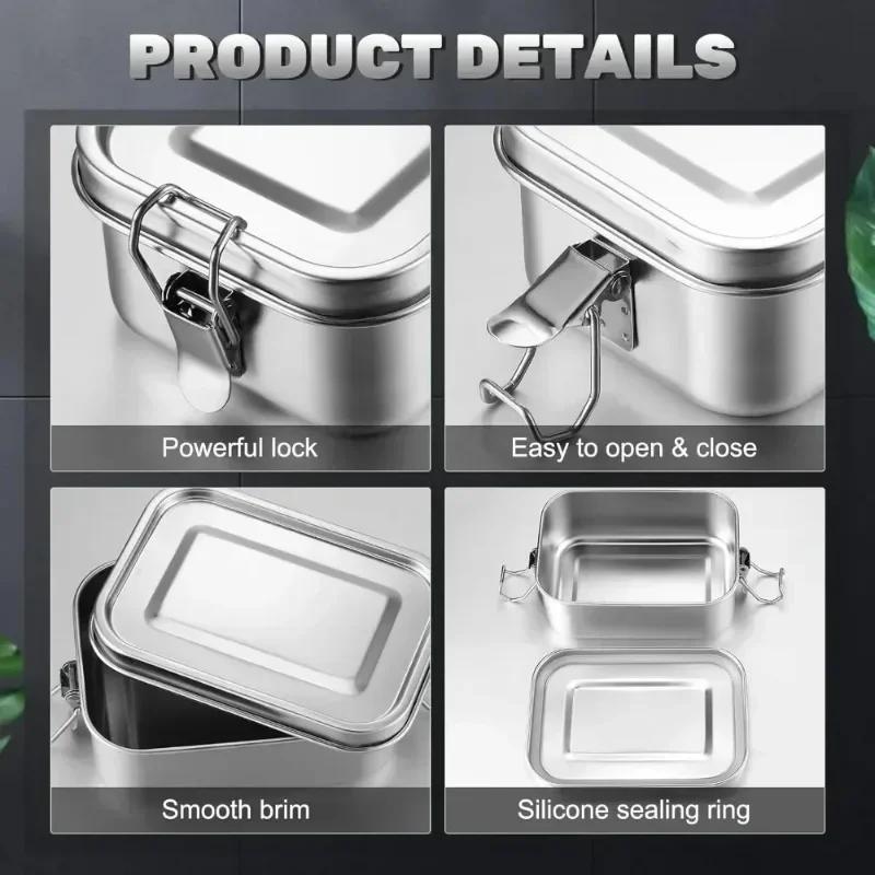 Heiße Edelstahl-Lunchbox für Kinder und Erwachsene, Auslaufsichere Bento-Box, Reise-Lebensmittel-Mahlzeit-Vorbereitungsbehälter Spülmaschinenfest