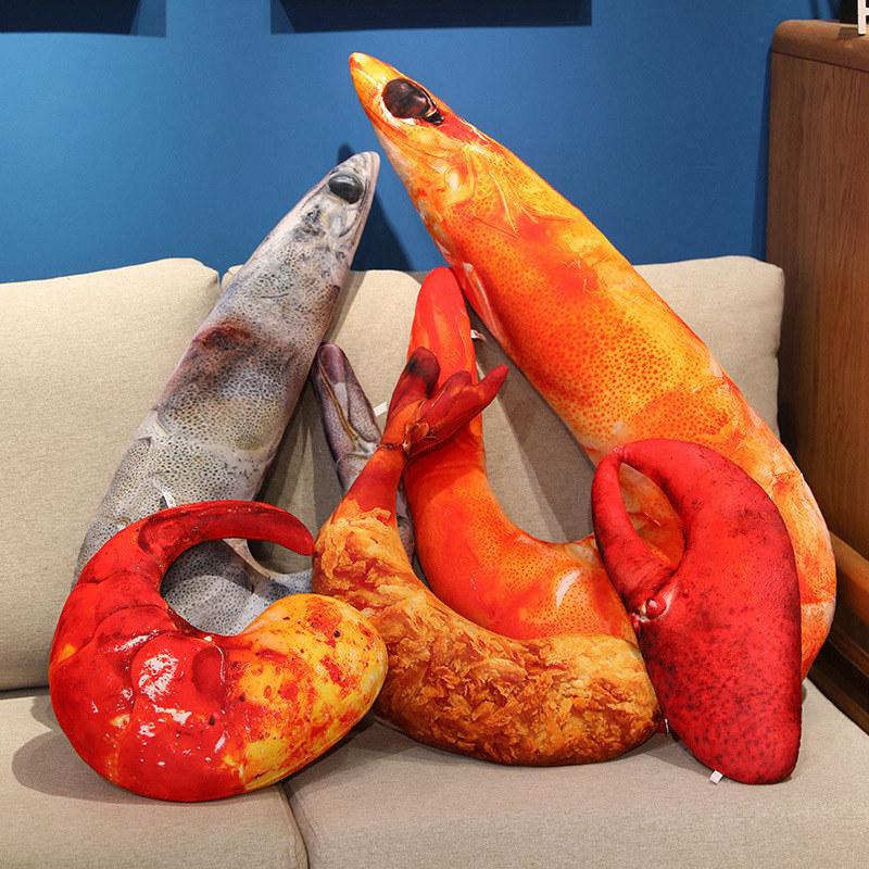 40/60/80cm Peluche Kawaii Gambero Pescante Animali di Peluche Gamberetti Astici Bambola Cuscino Morbido Divertente Regali di Compleanno per Bambini Ragazzi