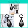 Ladies Short Sparkling Crystal Bowtie With Floral Pattern For Casual Office Wear