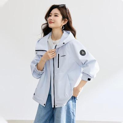 Chaqueta cortavientos casual con capucha para mujer TERRE BLEUE