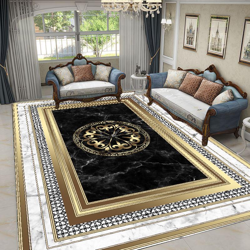 Nordic Luxury Living Room Carpets Gold Black Geometric Rugs for Bedroom Sofa Table Beside Large Area Rug Home Decor Mats Tapete
