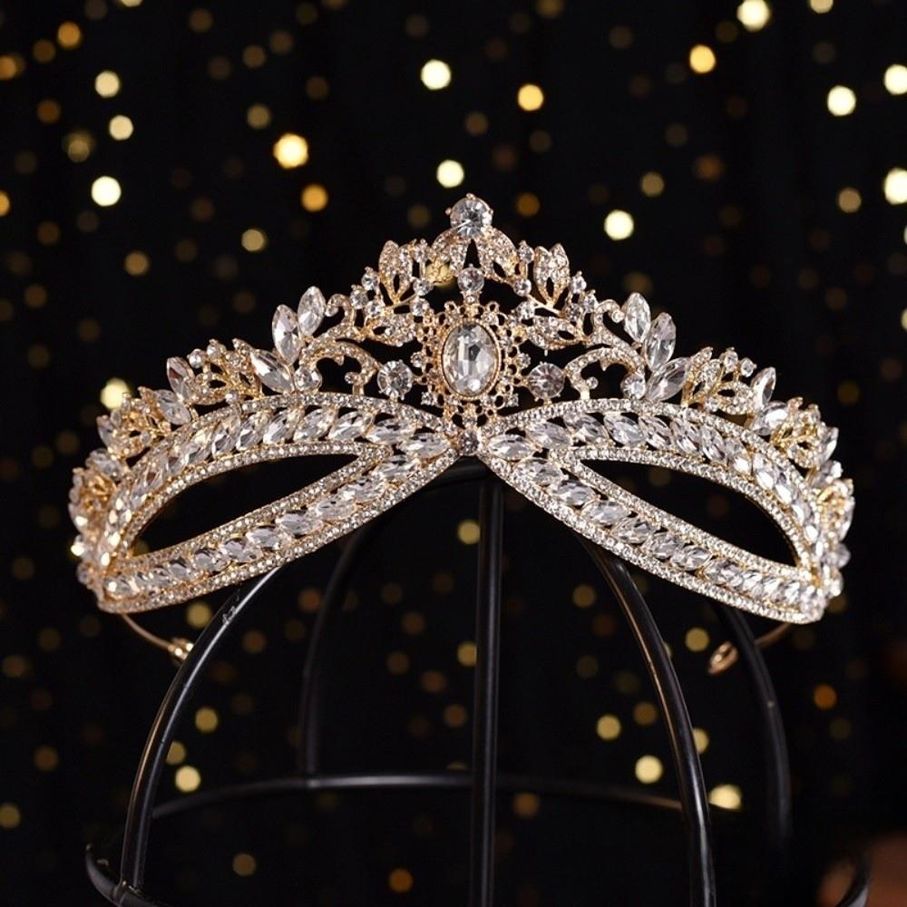 Gorgeous Design Wedding Crystal Crown New Crystal Queen Crown Bridal Tiara  Women Wear белый/золотой