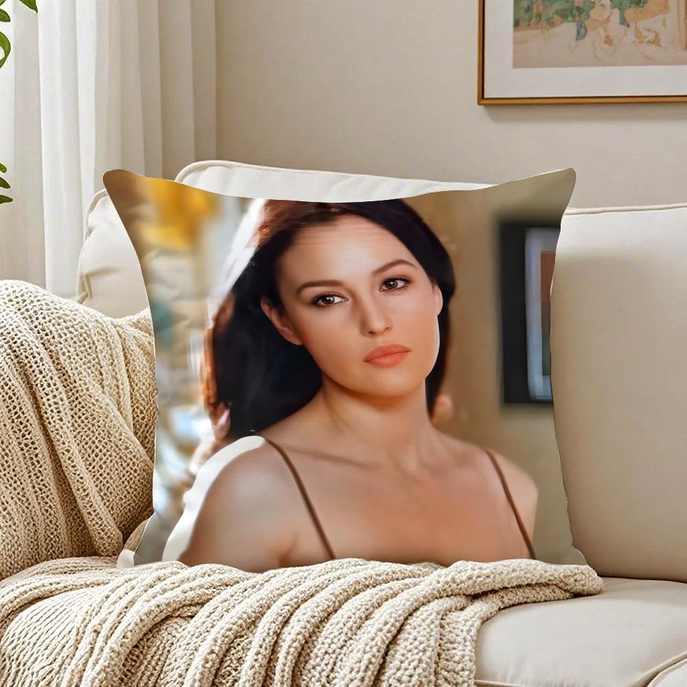 MMonica Bellucci Cushion Cover Linen Pillowcase Soft for Sofa Bed Home Room Decor