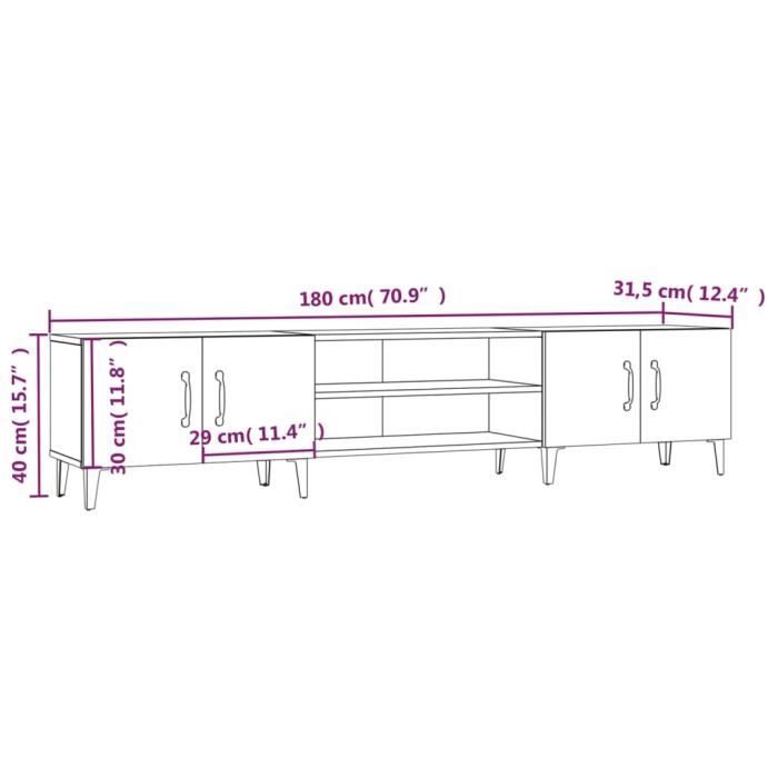 VidaXL Meuble TV blanc brillant 180x31,5x40 cm bois d'ingénierie 816266