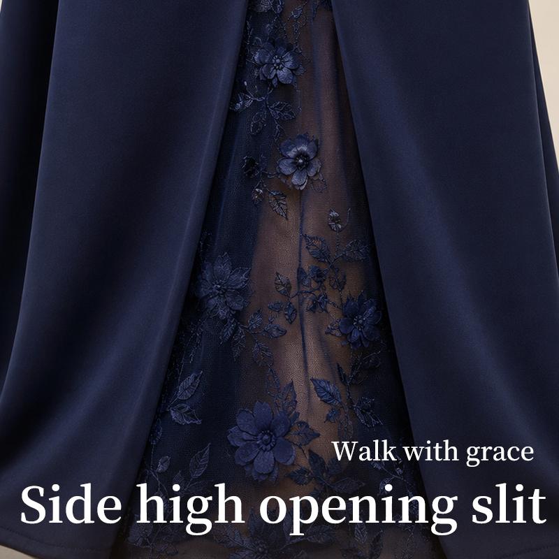 Damen Elegantes Quadratischer Ausschnitt Blasenärmel Langarm Mesh-Einsatz Jacquard Maxikleid 3D Schlankmachend A-Linie Schwingend Langkleid