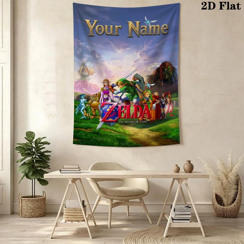 Name Custom Game Legend of Zelda Wall Tapestry Aesthetic Wall Hanging Printed Fabric Blanket Decorative Tapestries for Bedroom Living Room Home Decor