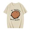 Cute Potato Graphic "No Thoughts Only Potato" Cartoon Print T Shirt Women Top Short Sleeve Summer Clothing