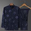 Men's Retro Ice Silk Long-Sleeved Tang Suit for Spring/Summer - Middle-Aged & Elderly Hanfu Tai Chi Outfit