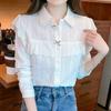 Navava Women Lovely Lace Point Ribbon Long Sleeve Shirt Nb3063