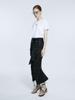 Muse Lily Side String Belted Satin Cargo Long Skirt_Black