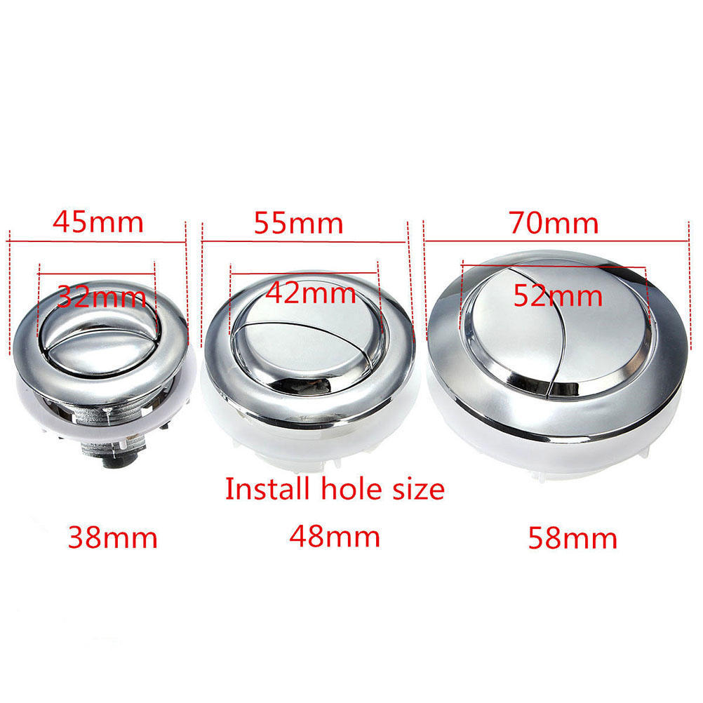 Plastic Dual Flush Toilet Water Tank Push Button With 2 Rod For 38 48 58Mm Hole