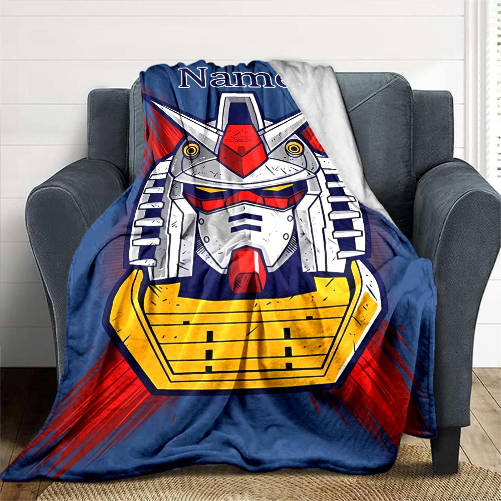 Customiz Name Personality Mobile Suit Gundam Blanket Soft &Warm Sofa Office Bed Travel Lunch Break Blanket, Gift Suitable All Seasons