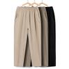 Damskie Spodnie Plus Size z Wysokim Stanem i Gumką dla Kobiet w Średnim Wieku i Starszych - Letnie Cienkie, Luźne, Siedmiopunktowe/Dziewięciopunktowe w Stylu Babci