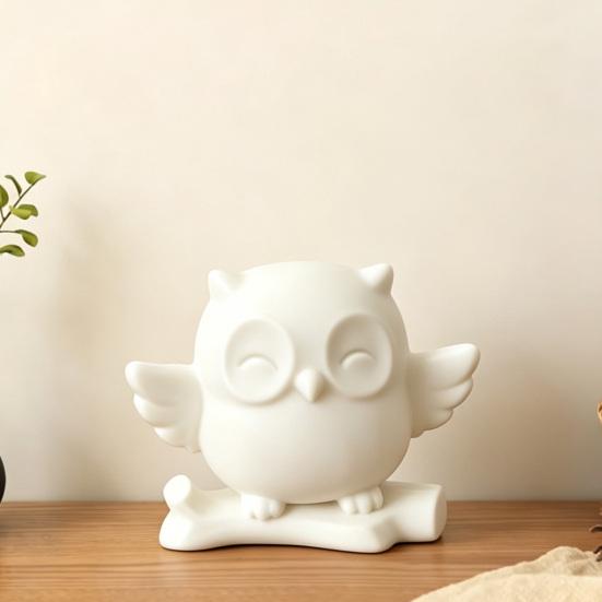 3D Printed Owl Figurine Cute Owl on Tree Branch Statue Mini Forest Animal Ornament for Home Office Table Desk Mantle TV Stand Bookshelf Decor