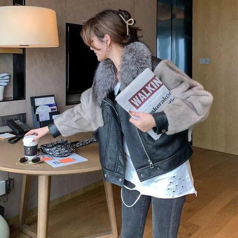 One Size Fits All Winter New Imitation Fox Fur Collar Coat Women's Loose Imitation Mink Coat