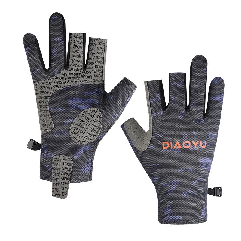 

Fishing Gloves In Spring and Summer Leak Three Fingers Sun Protection Non Slip Wear Resistant Non Stick Bait Fishing Gloves XL