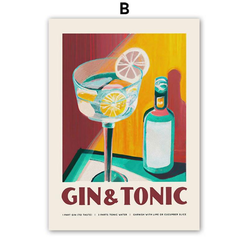 

Красочные постеры и печать с коктейлем «Джин-тоник» «Май Тай» Лимонный напиток Настенная живопись Холст Картина Клуб Бар Магазин Отель Домашнее украшение 21cm×30cm NoFrame