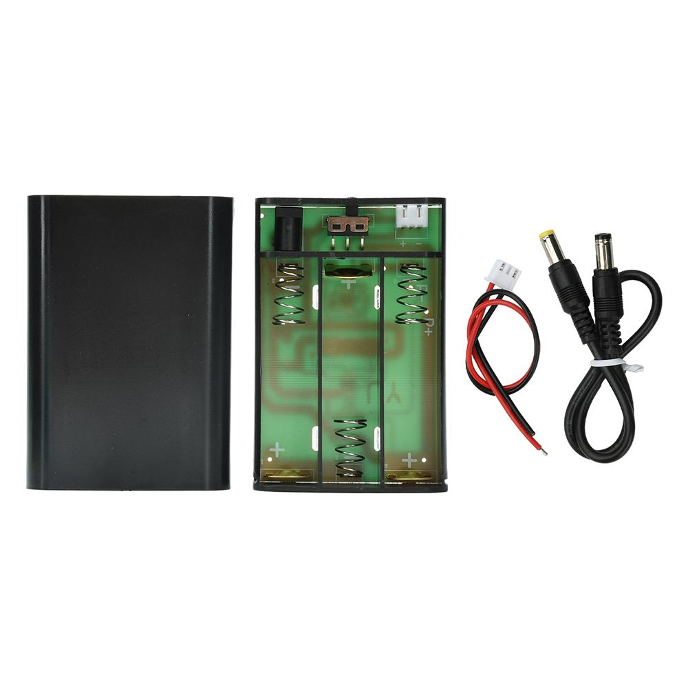 Портативный корпус Power Bank 12В - Безпаечный корпус на 3 элемента 18650 (последовательное подключение) с разъемом 2.54мм 3P и индикатором уровня заряда чёрный