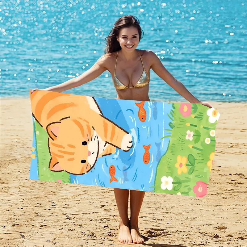 Cute Cats Pool Party Print Beach Towel Quick Dry Super Absorbent Lightweight For Summer Pool
