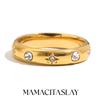 MamacitaSlay 316L Stainless Steel Pearl Zircon Star Stackable Ring 18K Gold Plated Waterproof Jewelry For Women Vintage Ring