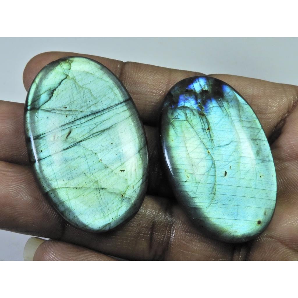 46-46 MM Natural Labradorite Multi Oval Cabochon Loose Gemstone 2 Pcs Lot D-216