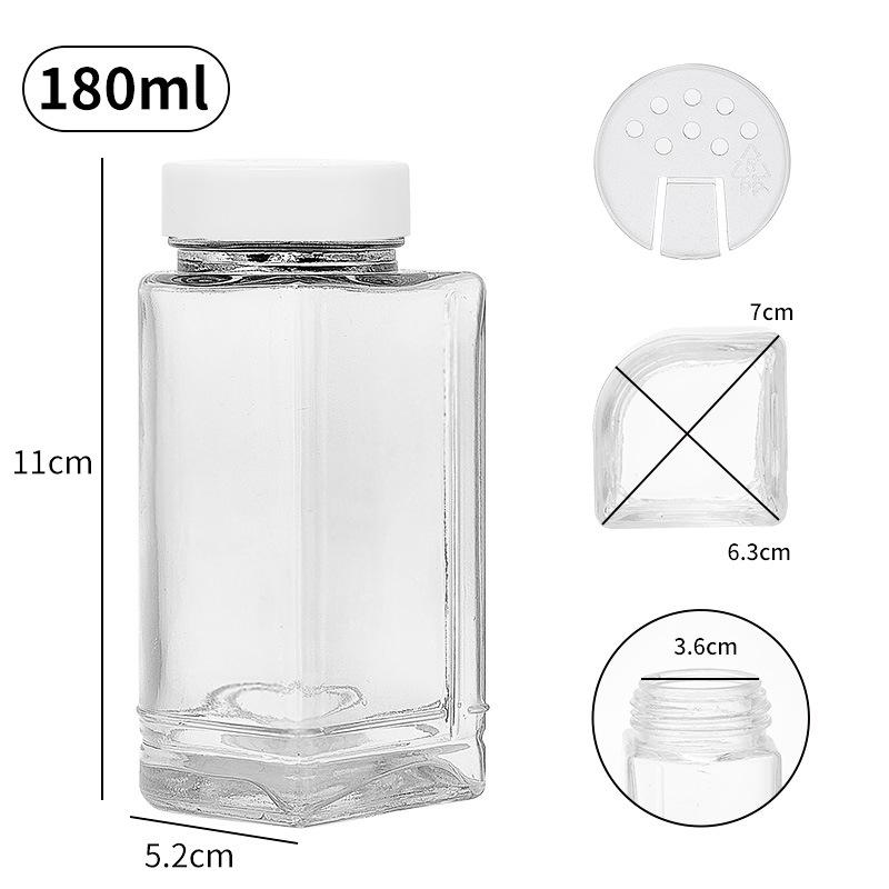 Acacia Wood Glass Seasoning Bottle Set - Pepper, Salt, Spices - 4-Piece Square Sprinkler Jars